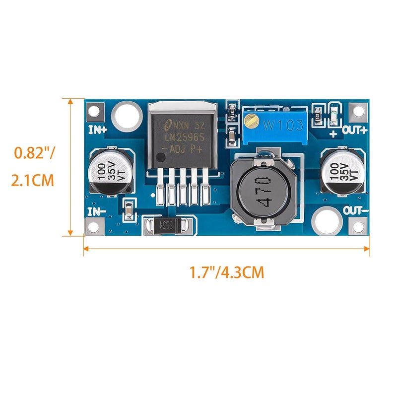 Petutu LM2596 DC-DC Buck Converter Module, 8 Pack Adjustable Voltage Regulator, 3.2V-46V Input (Recommended ≤40V), 1.25V-35V Output, 3A Max, Step Down Power Supply for Arduino, LED, DIY Projects - Image 3